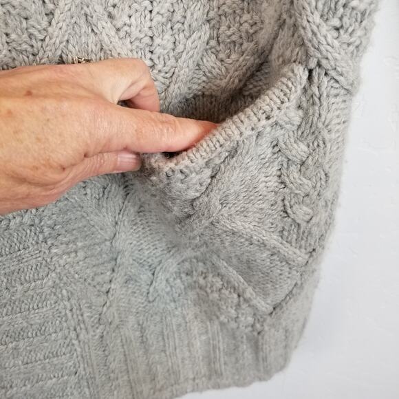 Rachel Zoe Women's Chunky Cable Knit Open Front Gray Cardigan Sweater Large - Picture 5 of 6